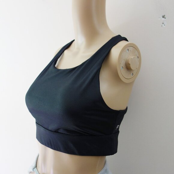 Fabletics Ella High Impact Sports Bra Black Shimmer Faux Leather (M) NWOT! - Picture 5 of 9